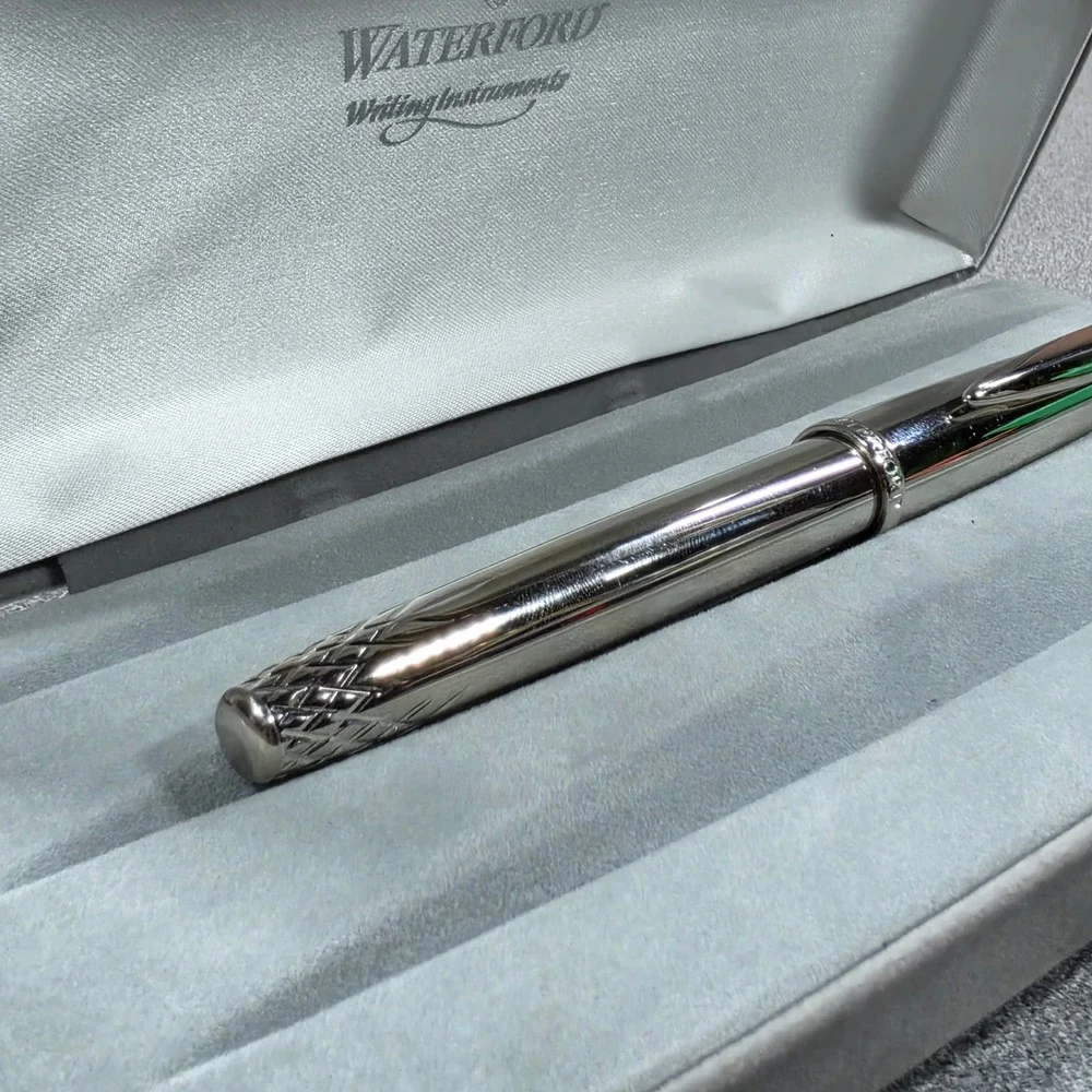 Waterford Lismore Silver Fountain Pen Excellent Engraved Diamond Pattern Boxed